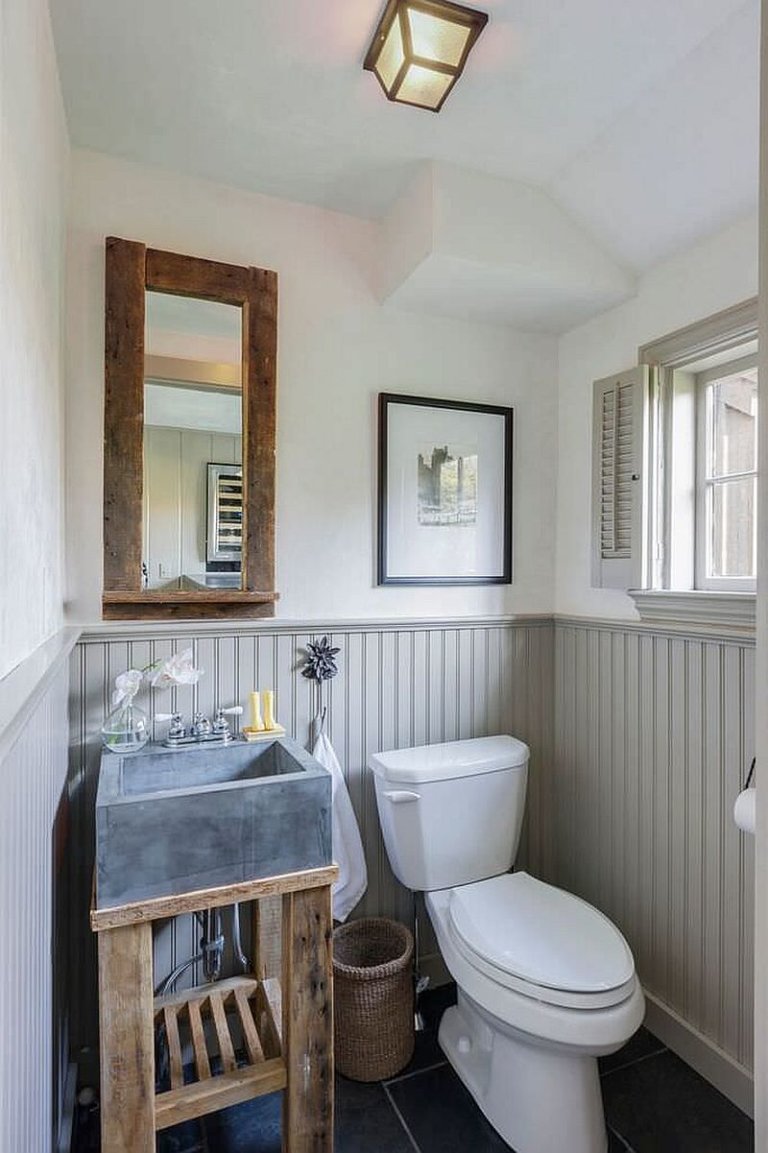 Fabulous Farmhouse Style Powder Rooms Save Space with Cozy Country