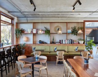 Raw Concrete Beauty Coupled with Earthen Green Charm Inside Elegant Aussie Restaurant