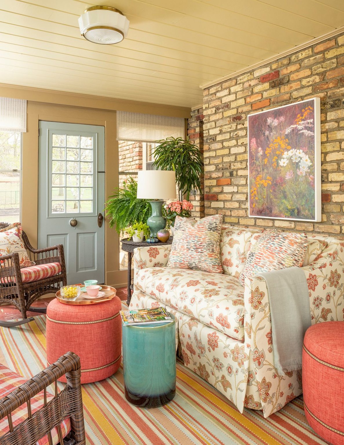 Bringing Color into the Traditional Sunroom Bright Décor, Walls and