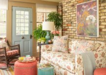Colorful-couch-beautiful-pink-stools-and-a-smart-accent-brick-wall-in-the-sunroom-15309-217x155