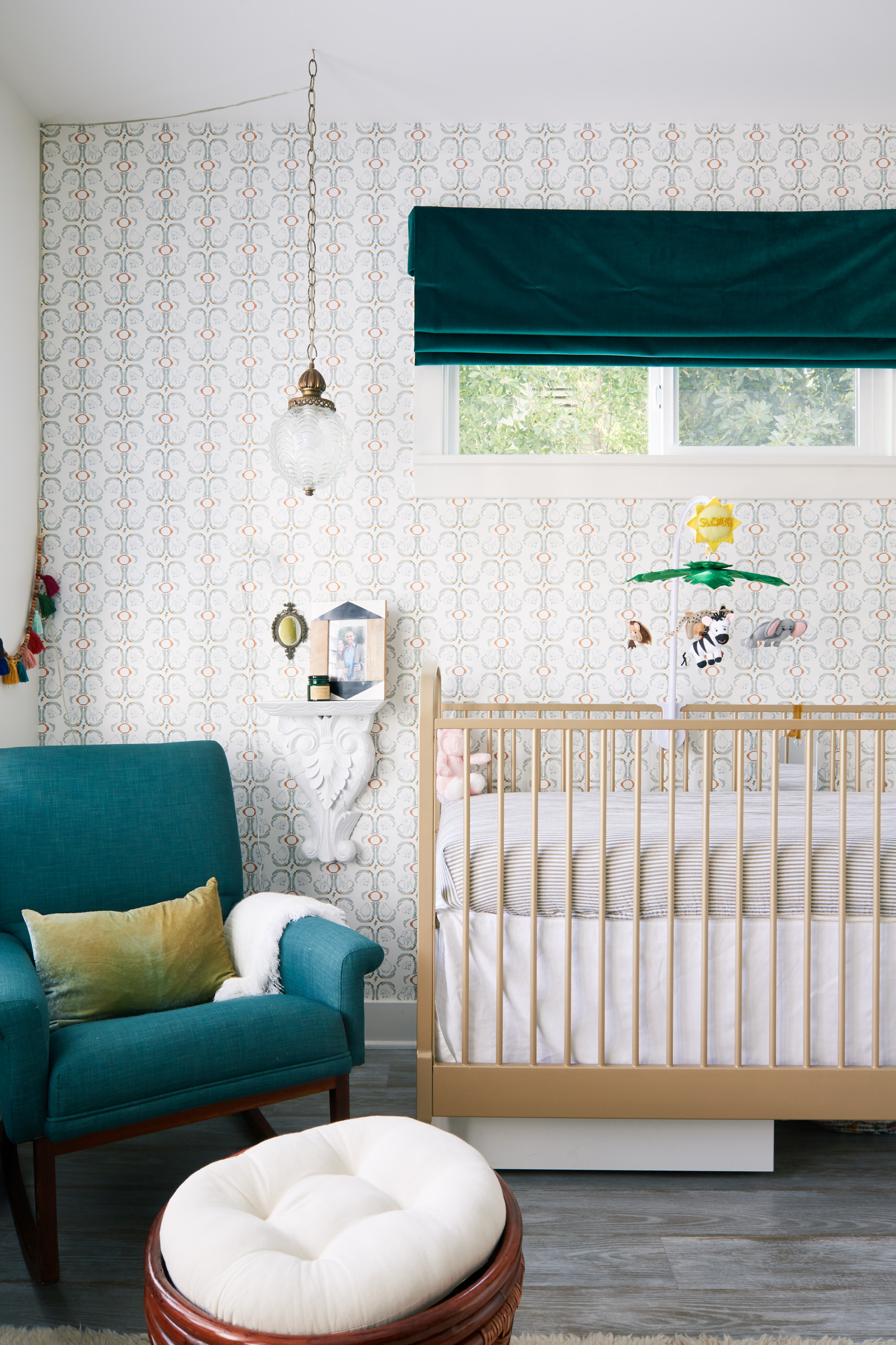 Combining a hint of color with a serene backdrop in the modern nursery