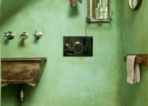 Eclectic-powder-room-of-the-Paris-home-with-textured-walls-in-green-43901-217x155