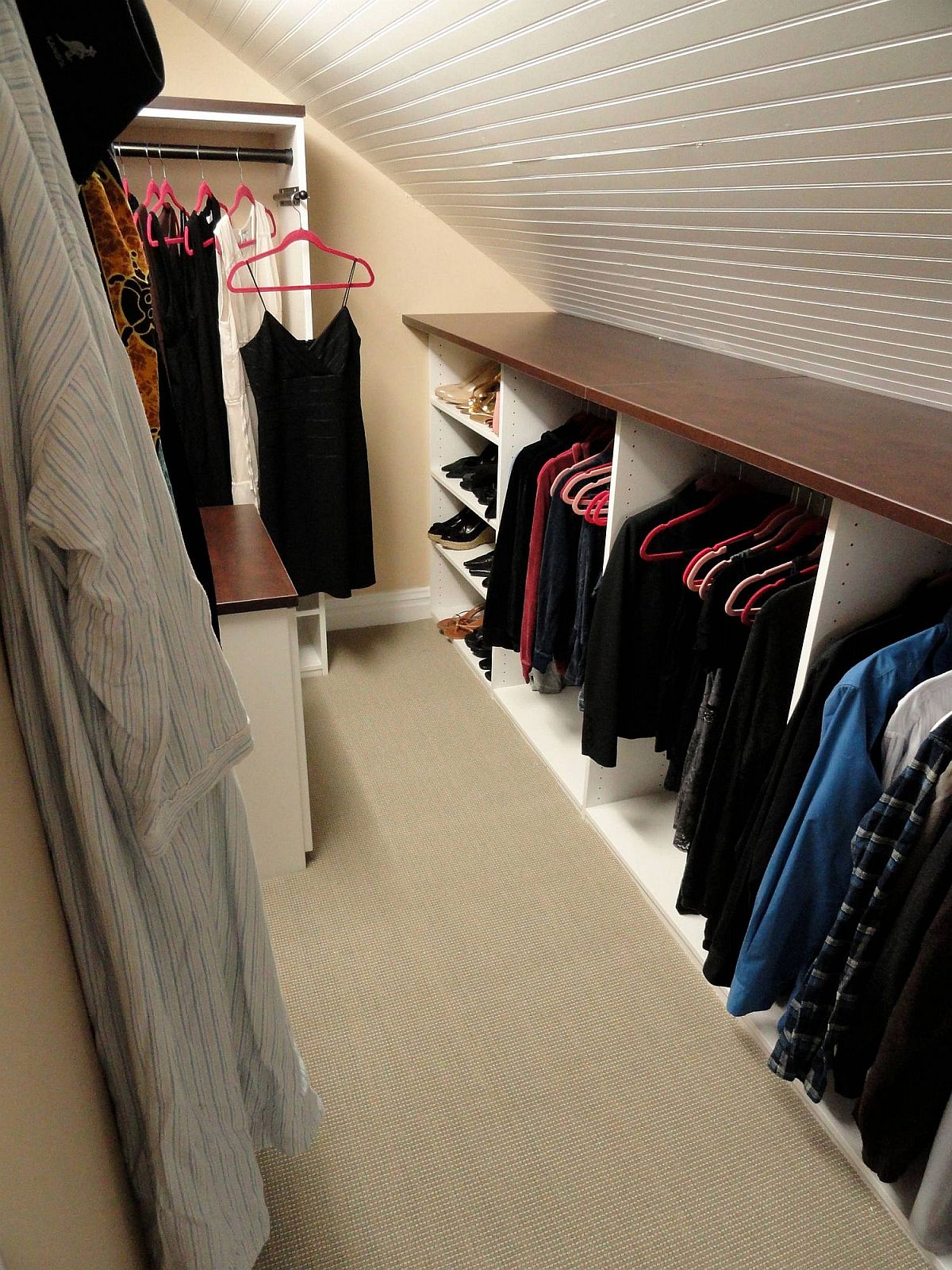 Even the modest attic bedroom can have a dashing closet of its own!