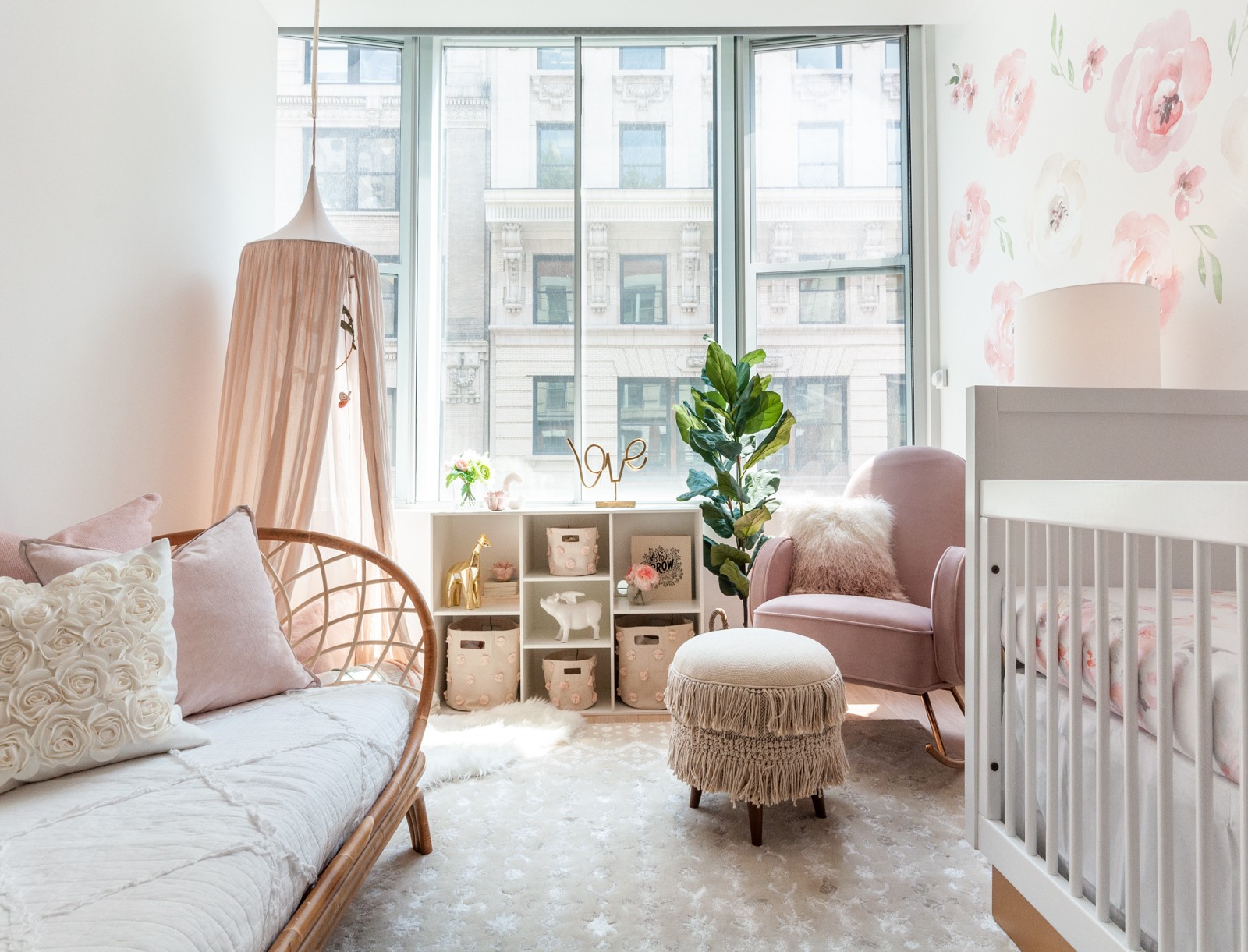 Fabulous shabby chic nursery with pastel pink touches and lovely natural lighting