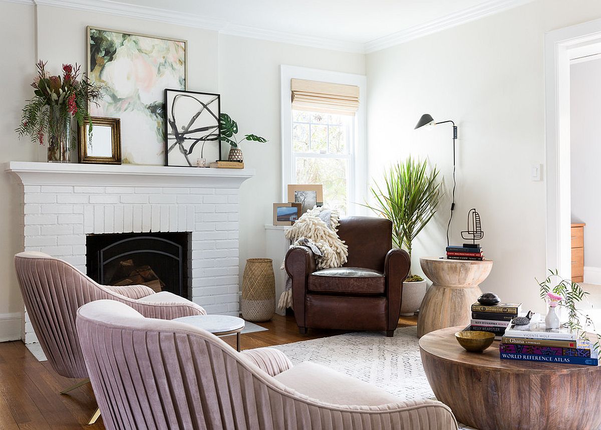 Modern ecletic living room in white feels more chic than it is eclectic