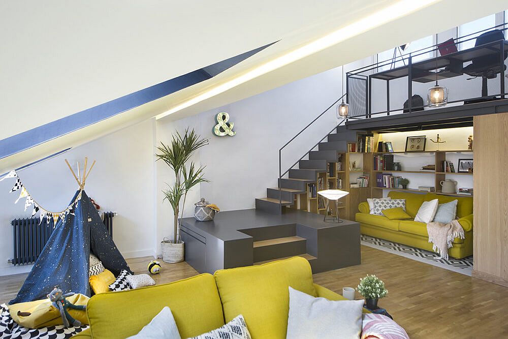 Multi-functional decor and smart staircase add to the beauty of the attic makeover