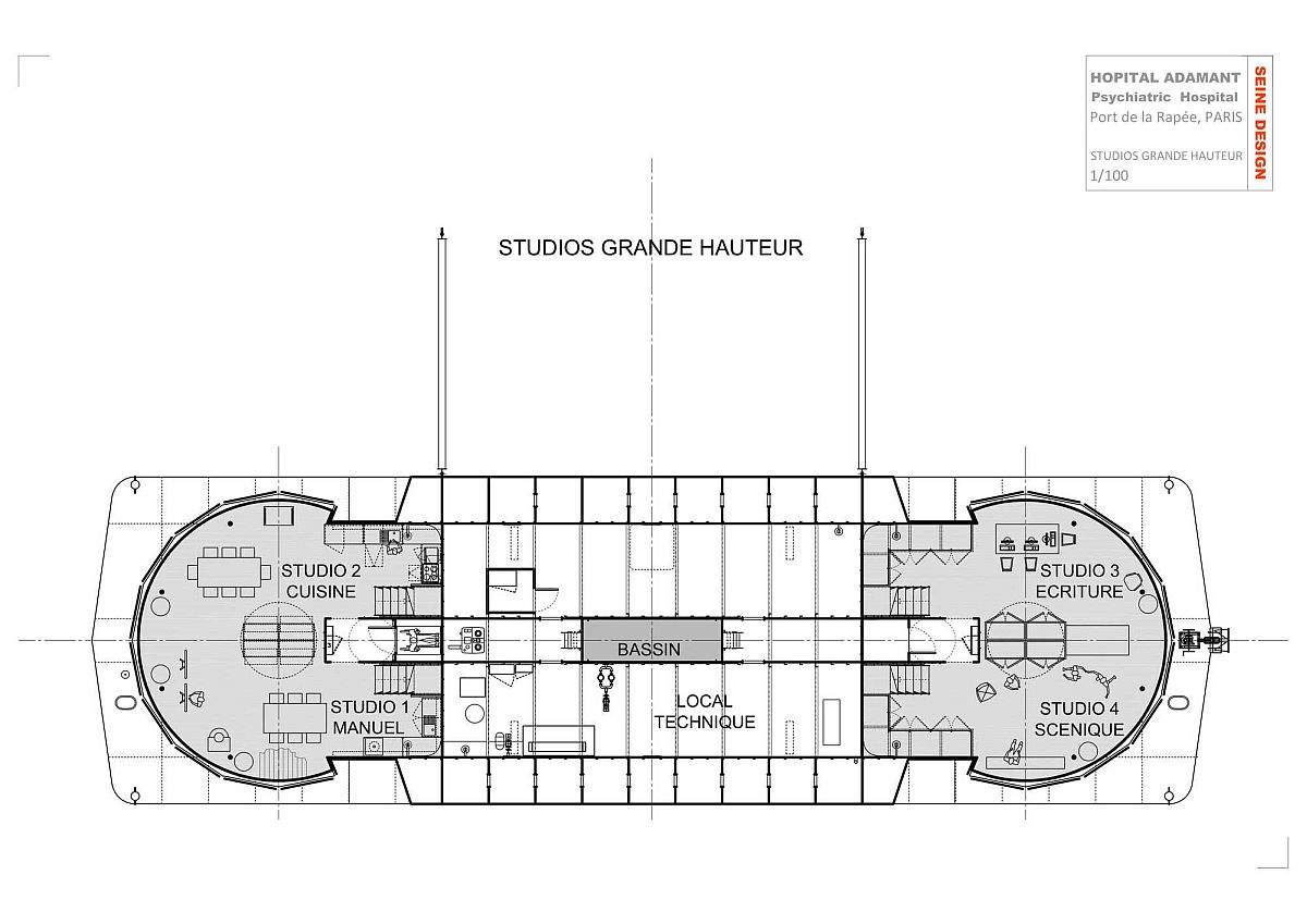 Second level floor plan with studios and other spaces