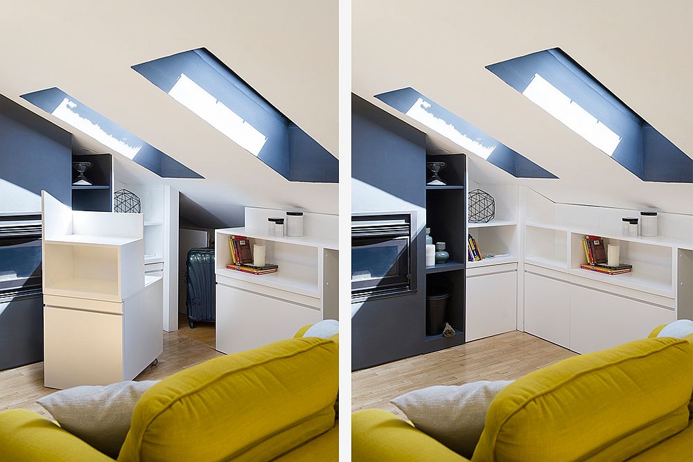 Skylights and flexible decor turn thr attic into an absolute delight