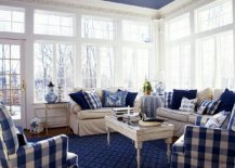 Sofa-covers-and-pillows-bring-blue-checkered-pattern-to-the-spacious-sunroom-in-white-91206-217x155