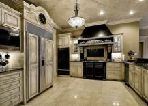 Traditional-kitchen-in-stone-with-textured-walls-and-black-appliances-94448-217x155