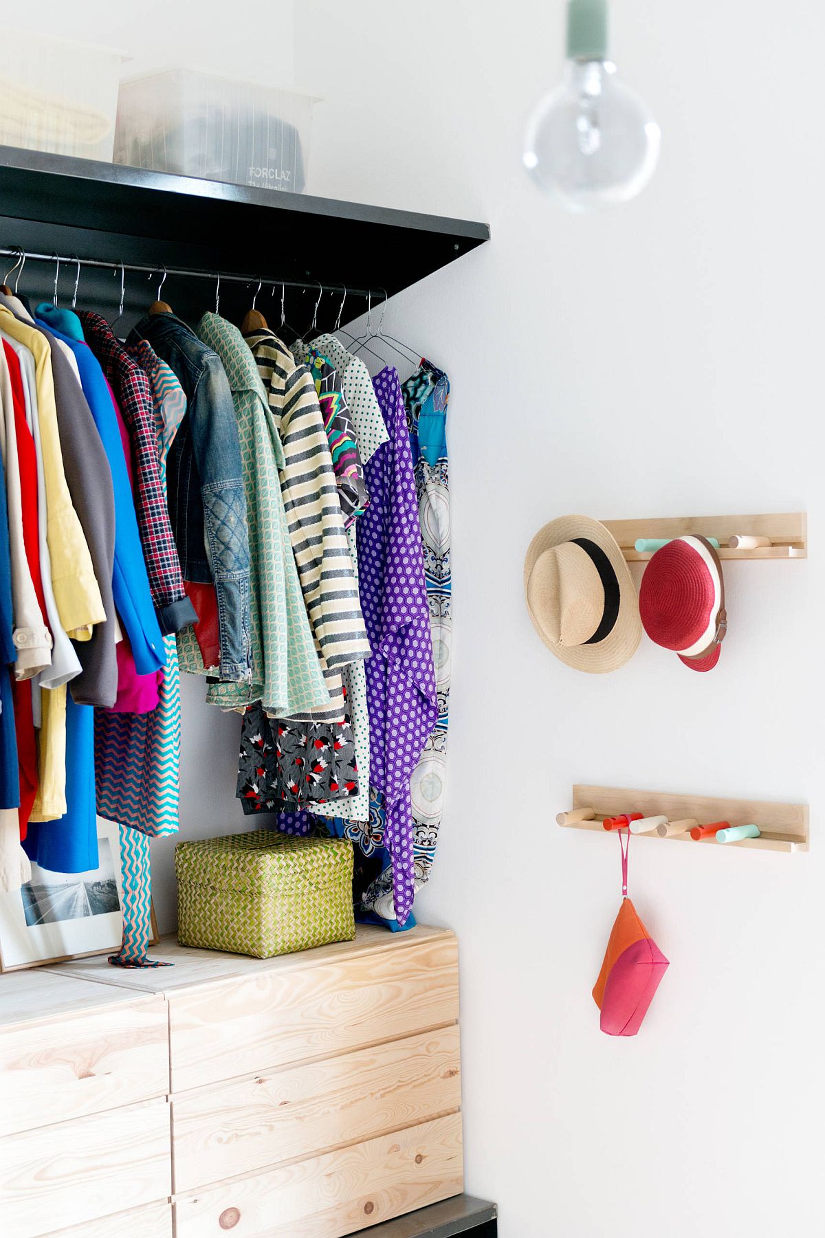 Ultra-tiny apartment reach-in wardrobe for a modest Milan apartment where every inch matters