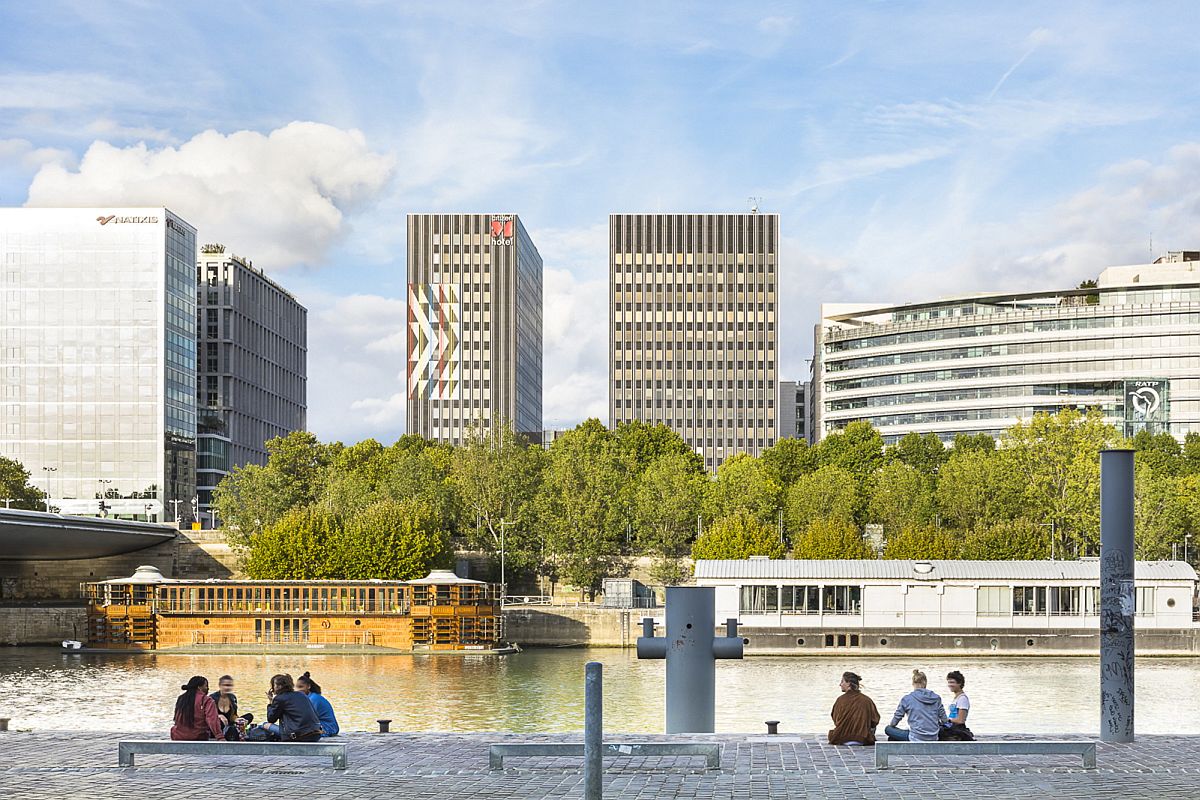 View of the landscape and Paris around the Adaman Hospital on a River