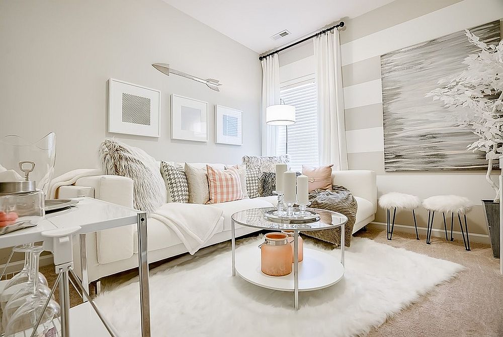 White and gray small living room deisgn idea