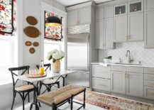 Window-covering-are-an-easy-way-to-bring-flowery-beauty-to-this-white-and-gray-eat-in-kitchen-77128-217x155