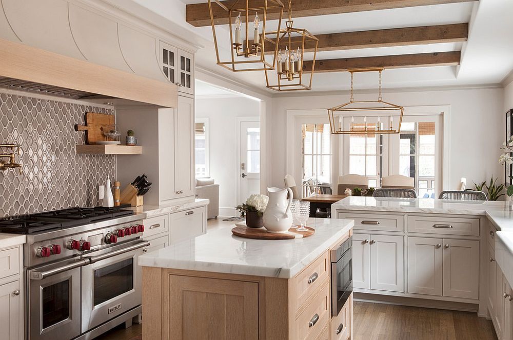 Wooden-ceiling-beams-feel-like-an-organic-addition-to-modern-farmhouse-style-kitchen-21726