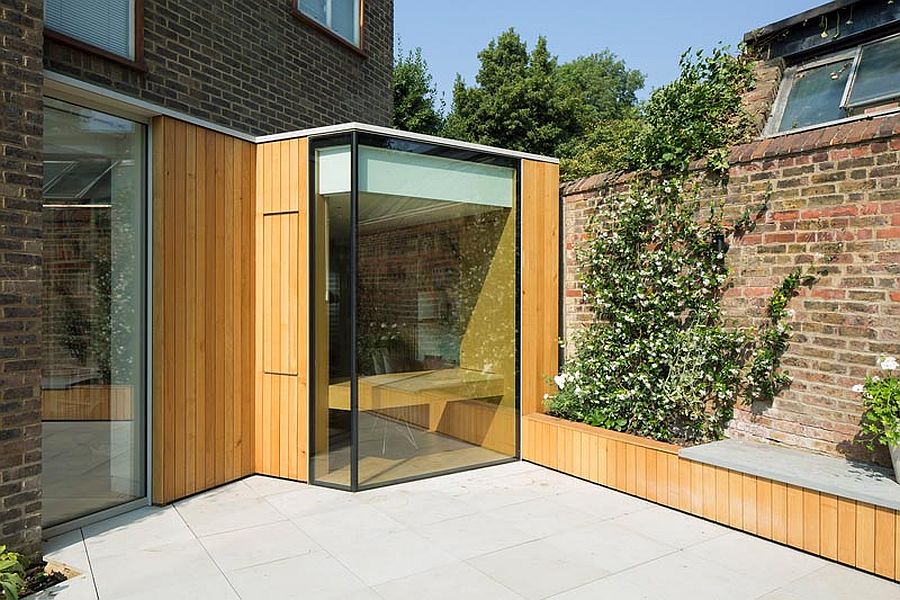Space-Savvy Reading Room in Oak and Glass Extends Classic London Home