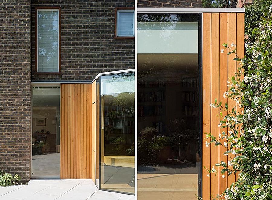 Brick, oak and sliding glass doors sit next to one another in this fabulous London home makeover