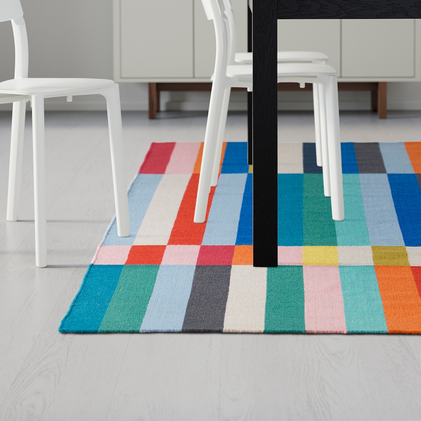 Colorful striped rug from IKEA