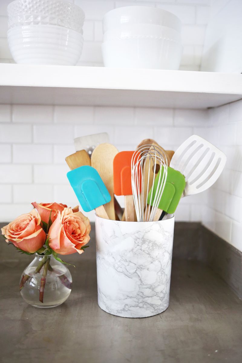 Contact paper utensil holder