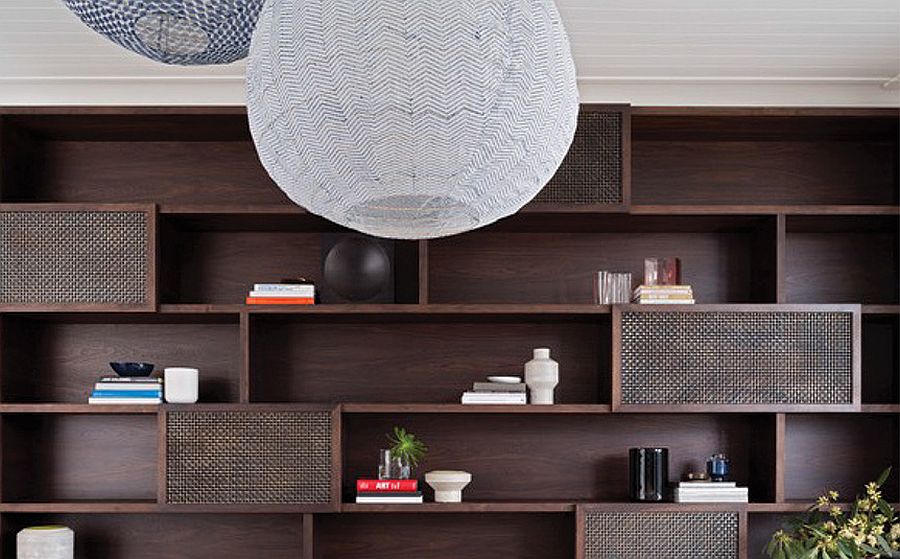 Custom wooden shelf with plenty of display space and lovely decorative pieces