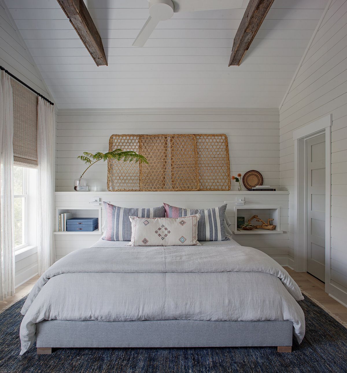 Delightful blend of bohemian and beach style create a relaxing bedroom