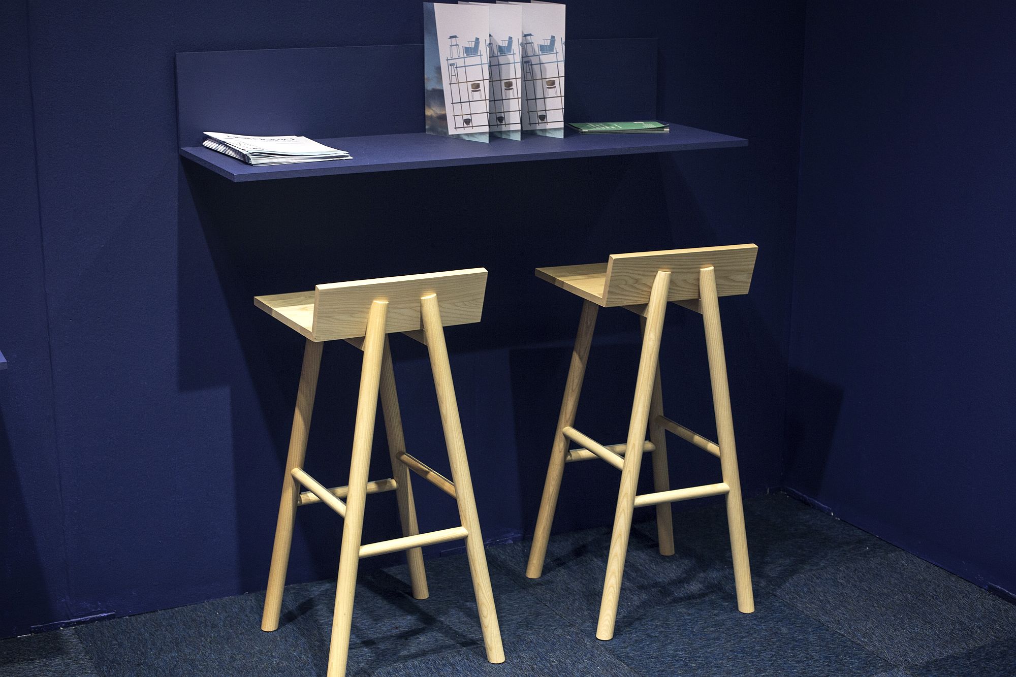 Even a minimal and sleek countertop or shelf can be turned into workspae with the right seat