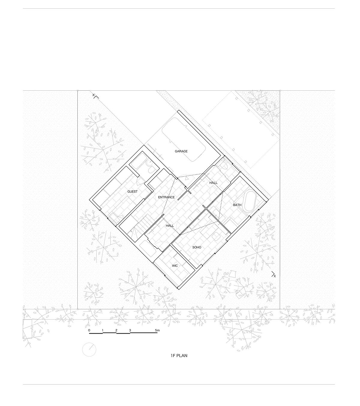 First floor plan of the Kame House in Japan