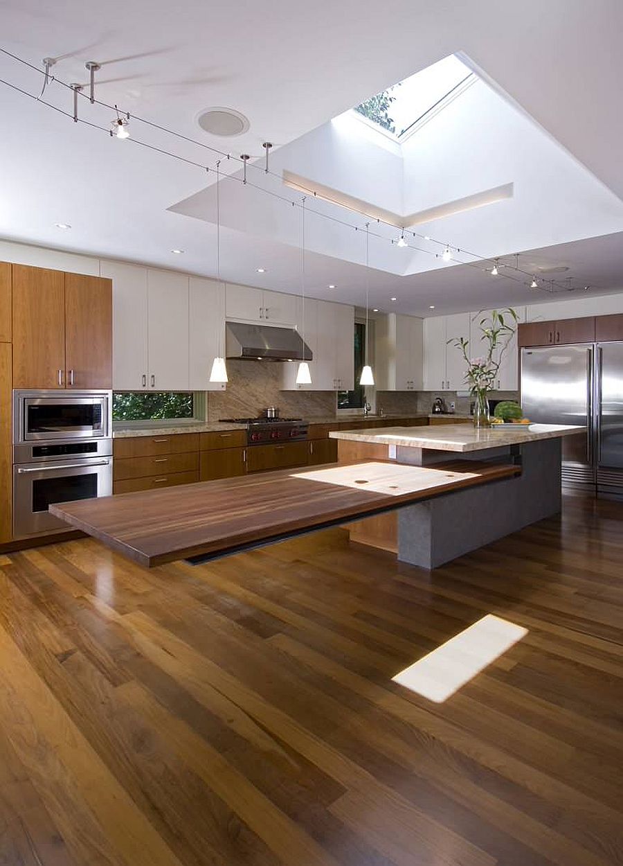 Floating dining table steals the show in this stunning kitchen