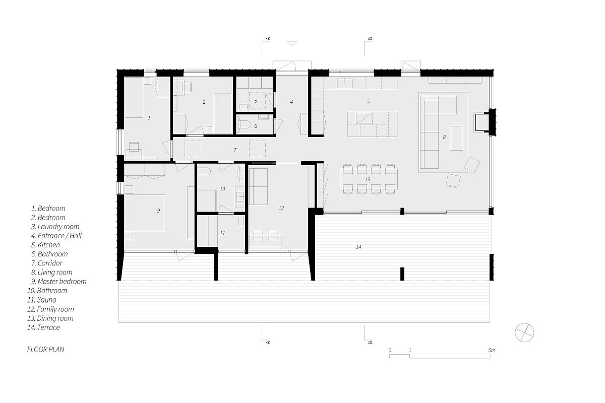 Floor plan of Summerhouse H on the edge of Baltic Sea in Sweden
