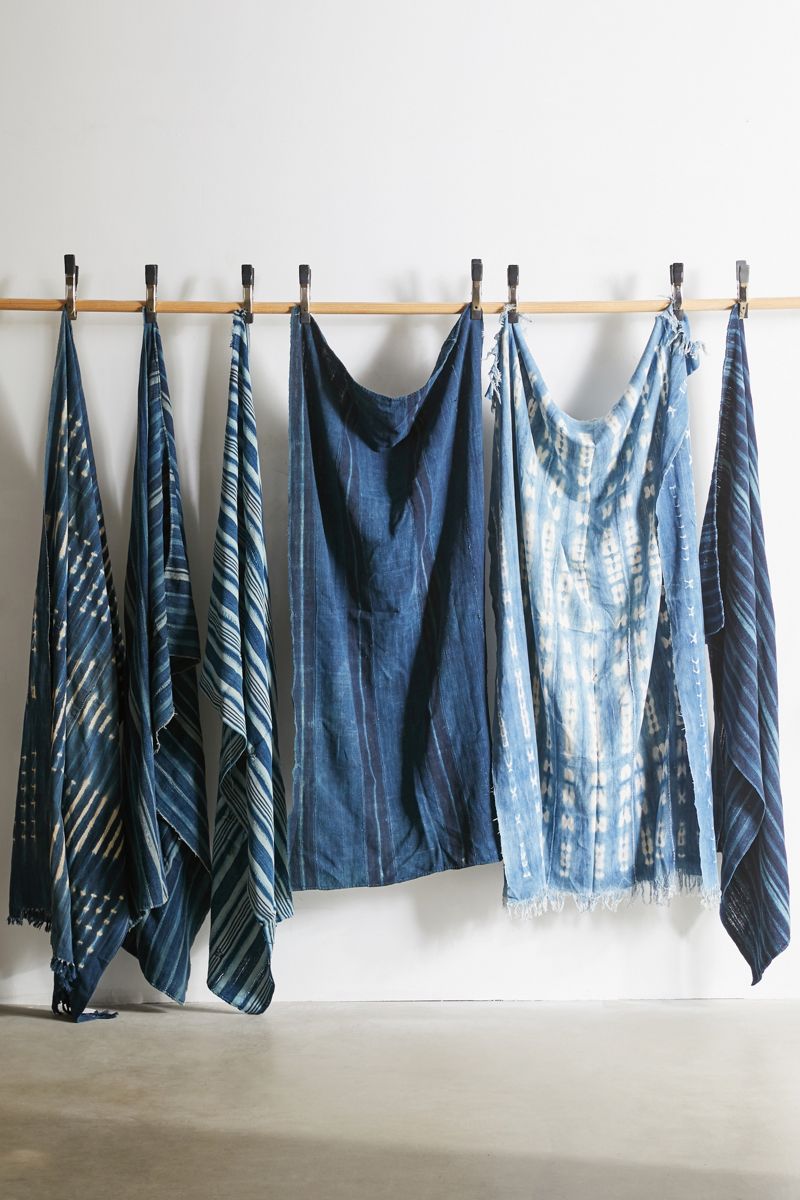 Indigo textiles in shades of blue