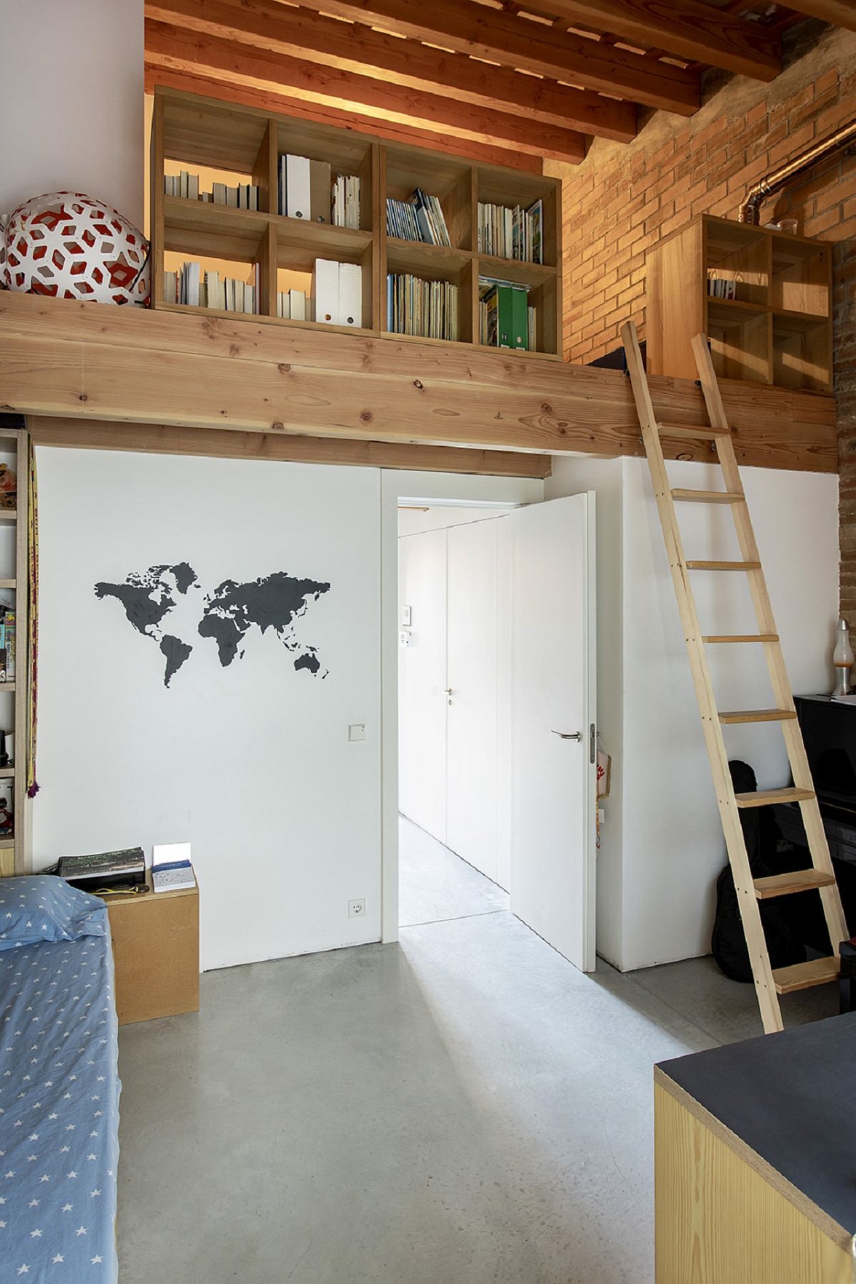 Loft level home office and reading space