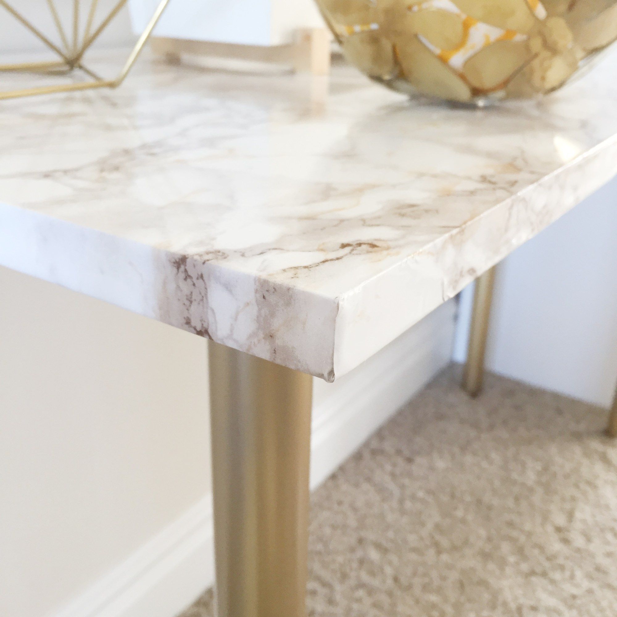 Marble contact paper desk project