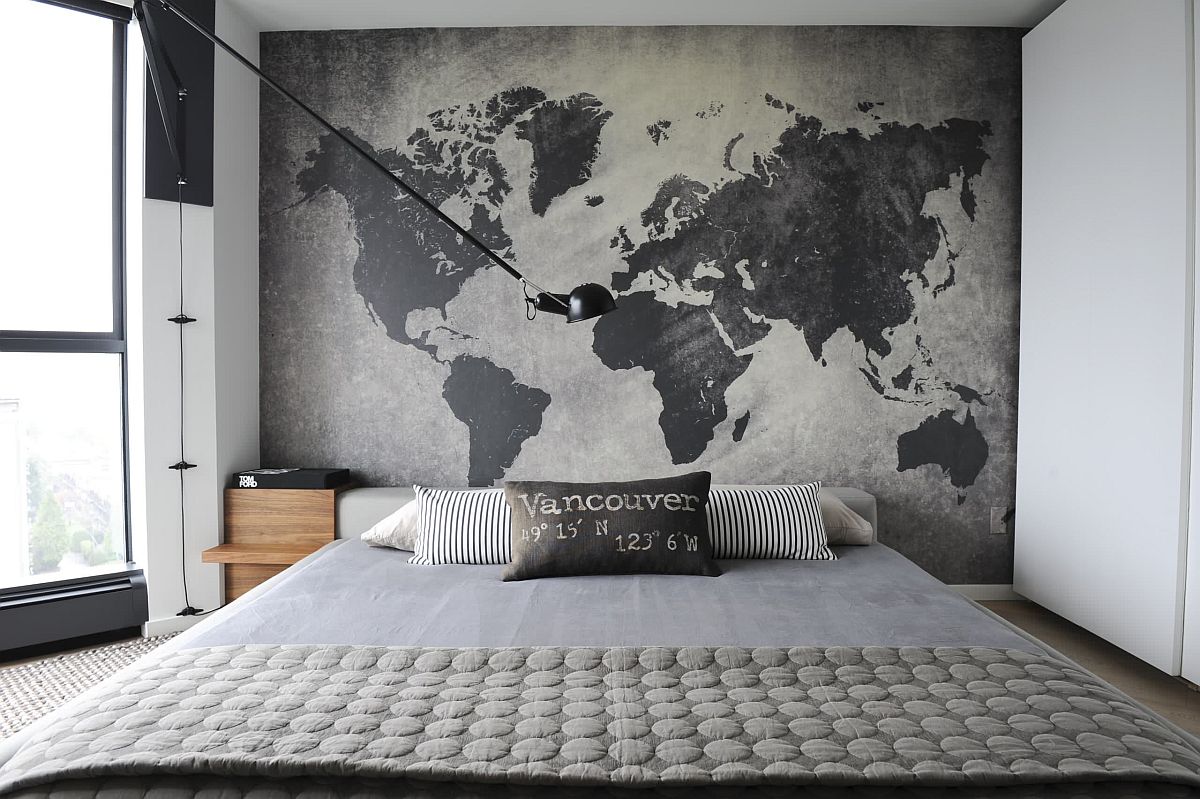 Modern-industrial-bedroom-with-a-dashing-map-of-the-world-on-the-wall-94160