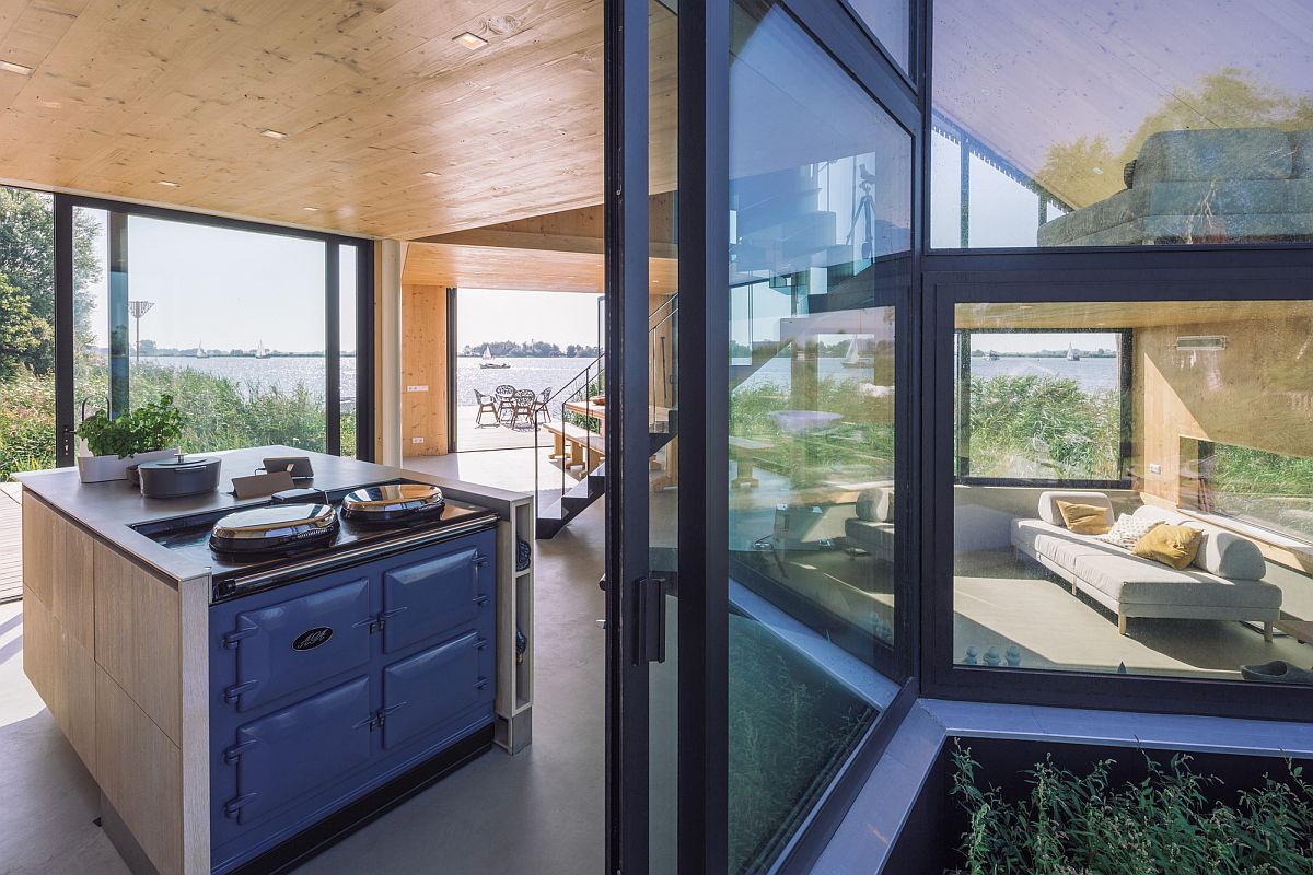 Multi-level sitting area of the house with kitchen on a different level