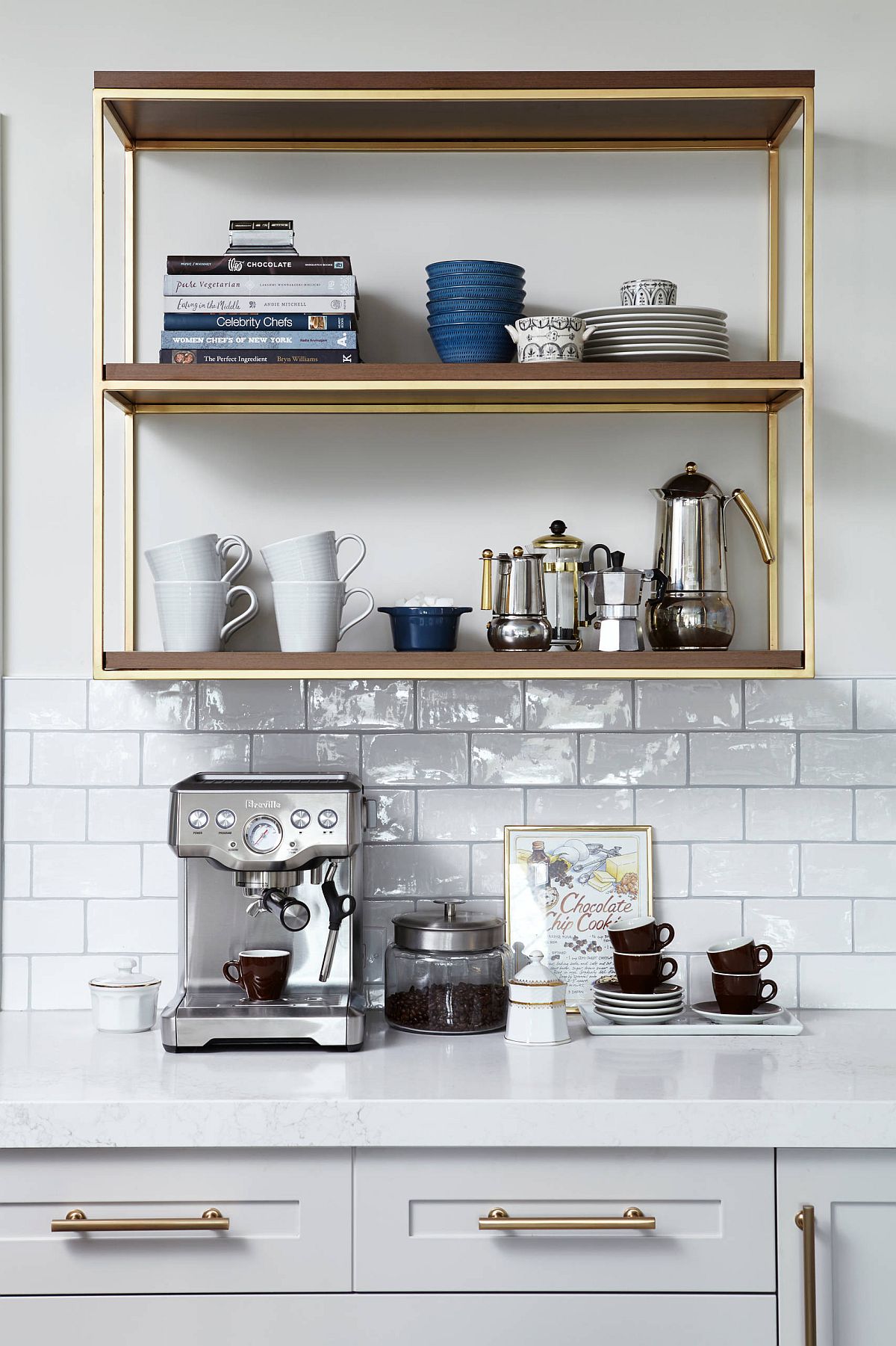 Provide additional shelf space for your coffee station with smart, wall-mounted shelves