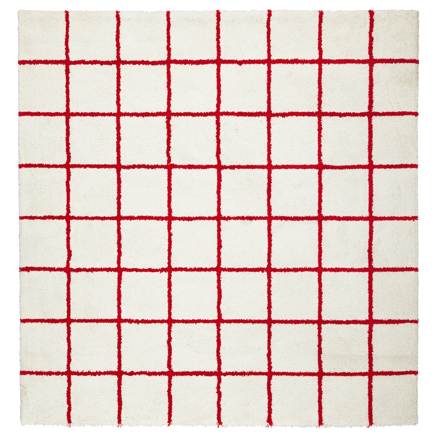 Red and white grid rug