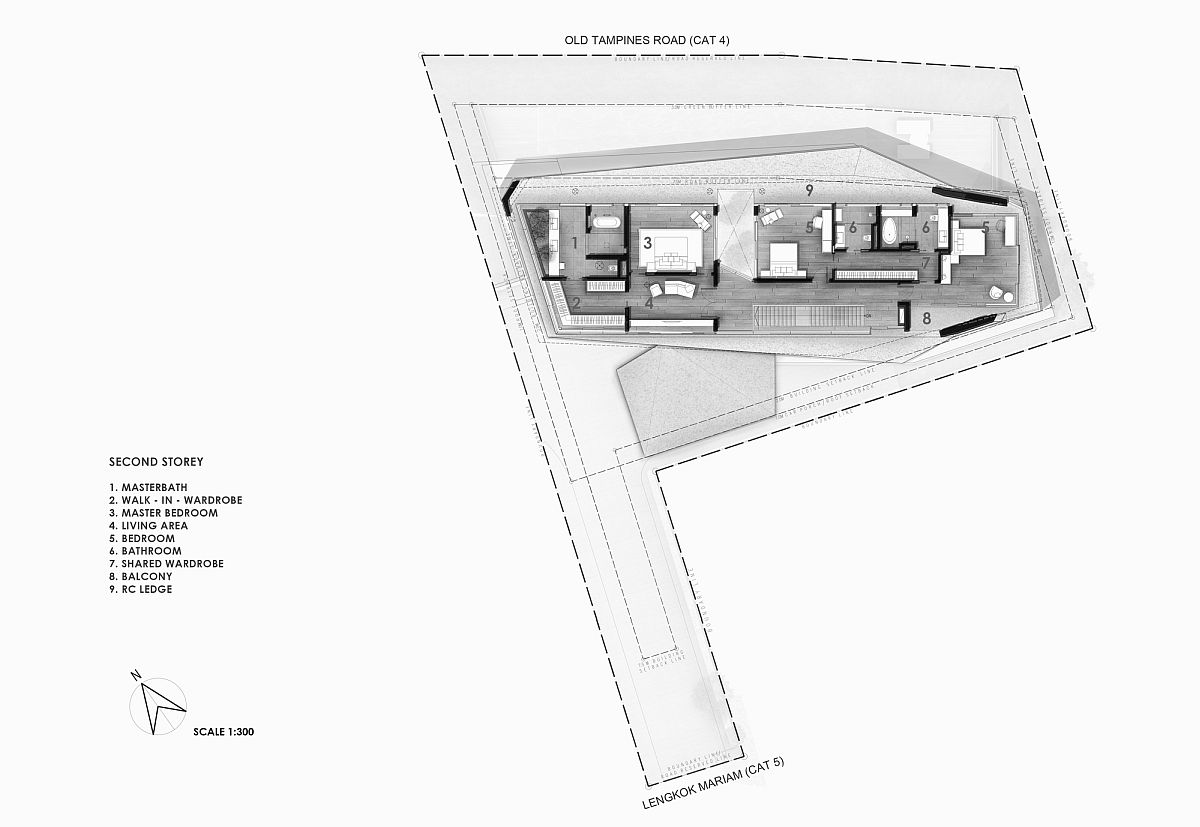 Second storey floor plan of Stark House in Singapore with innovative design