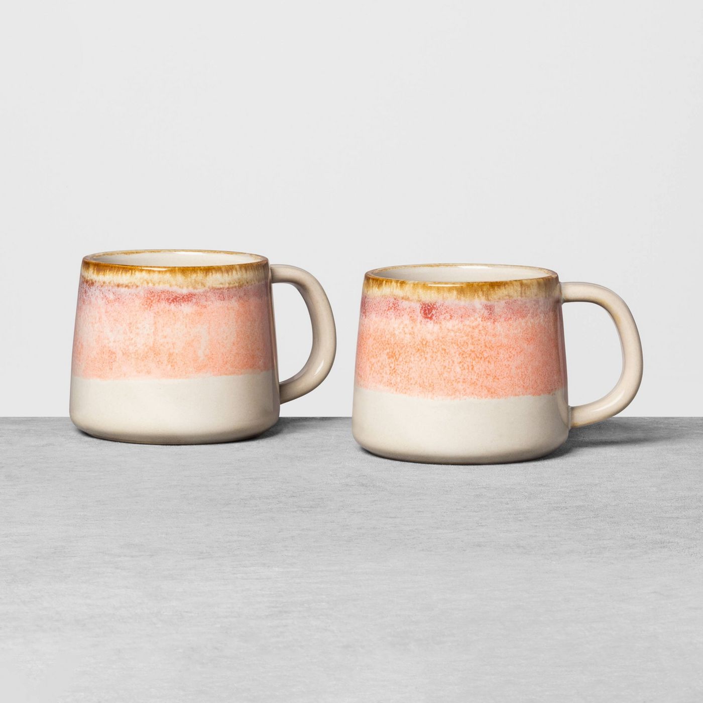 Shades of peach and pink in a set of mugs by Hearth and Hand