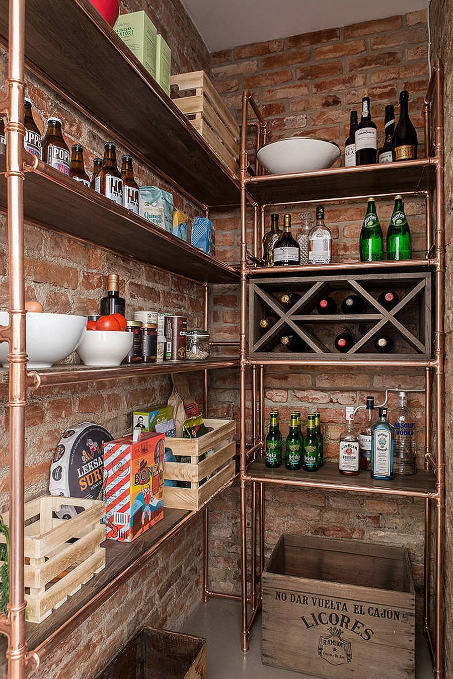 Small-industrial-style-pantry-with-brick-walls-and-simple-metallic-shelves-34361