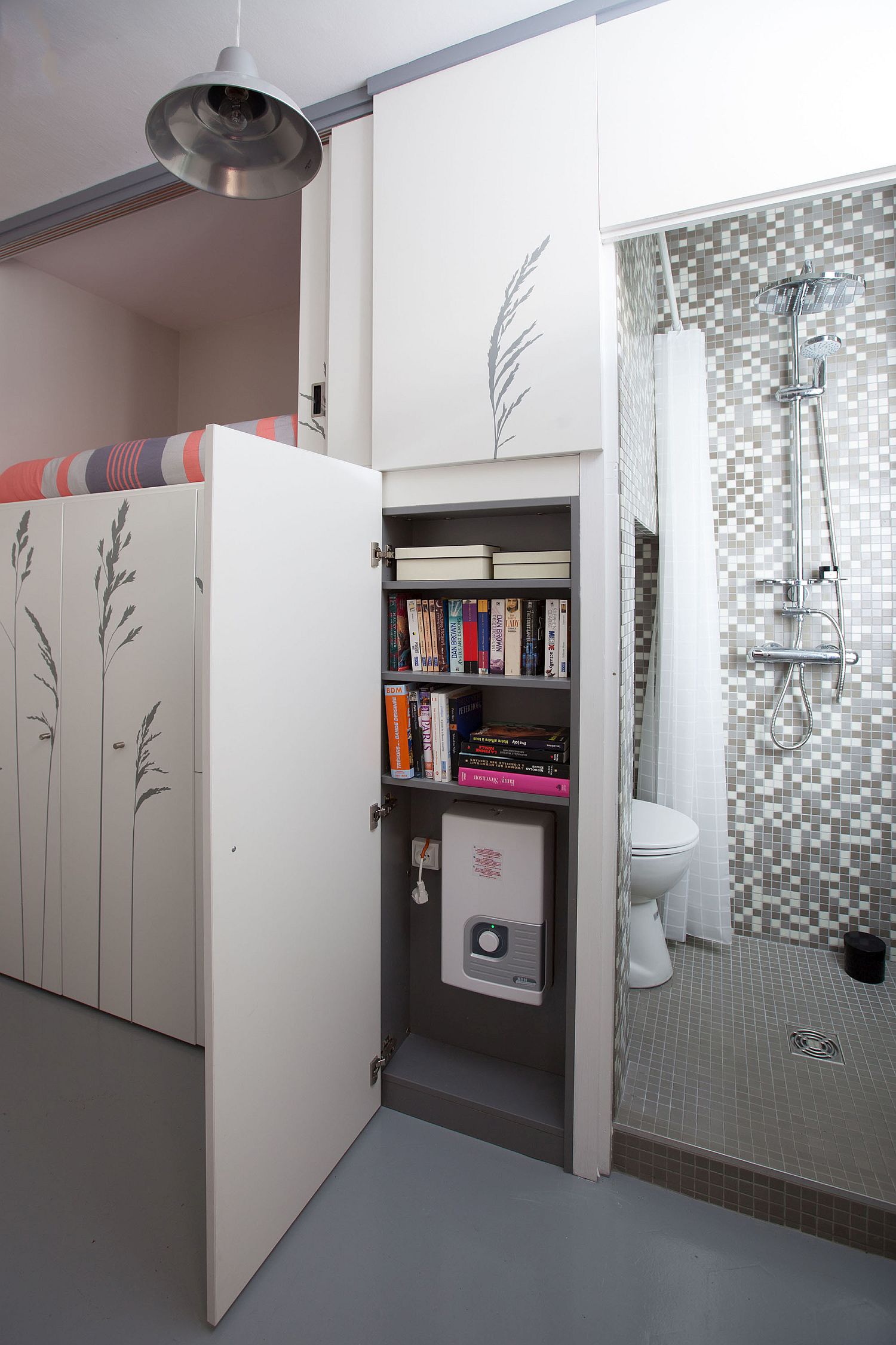 Smart and modern storage space next to the bathroom