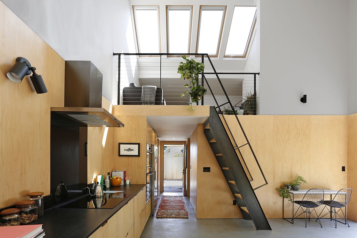 Space-Conscious Backyard House in Seattle with Metal Exterior and Wood on the Inside