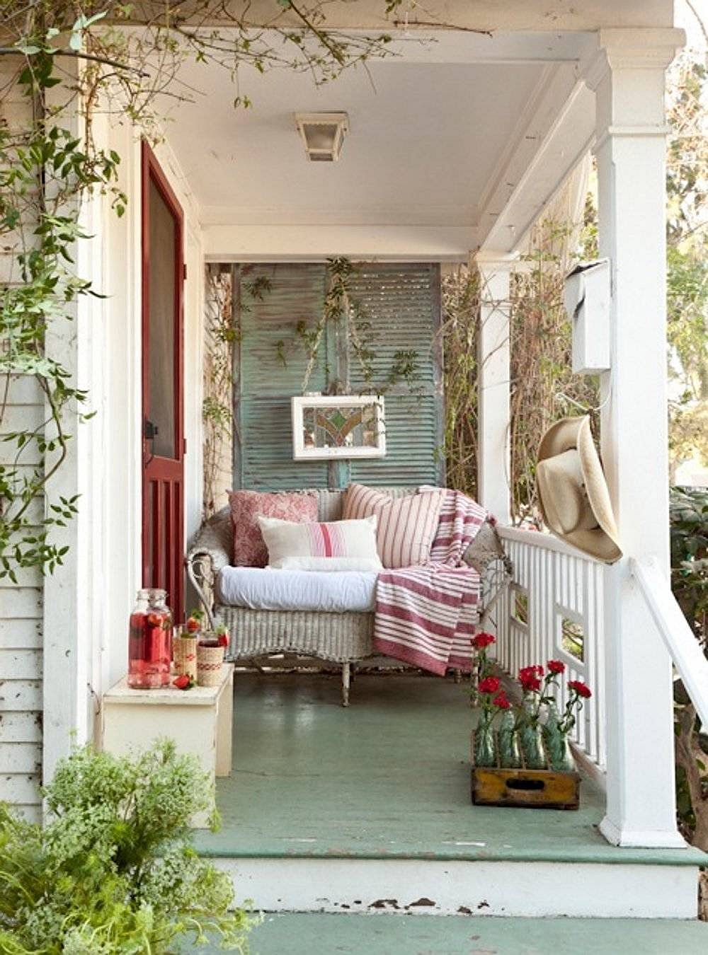 Timeless vintage charm is captured in a picture-perfect manner by this small porch