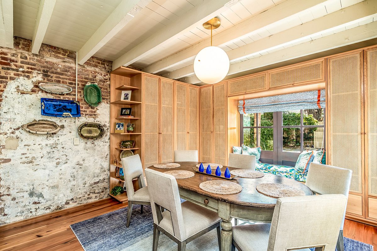 Backdrop creates an interesting blend of textures in the dining room