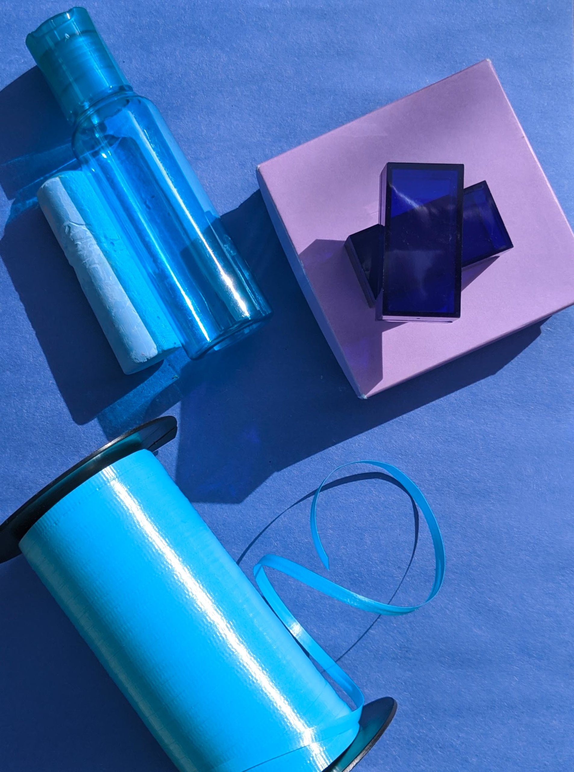 Blue and purple arts and crafts supplies