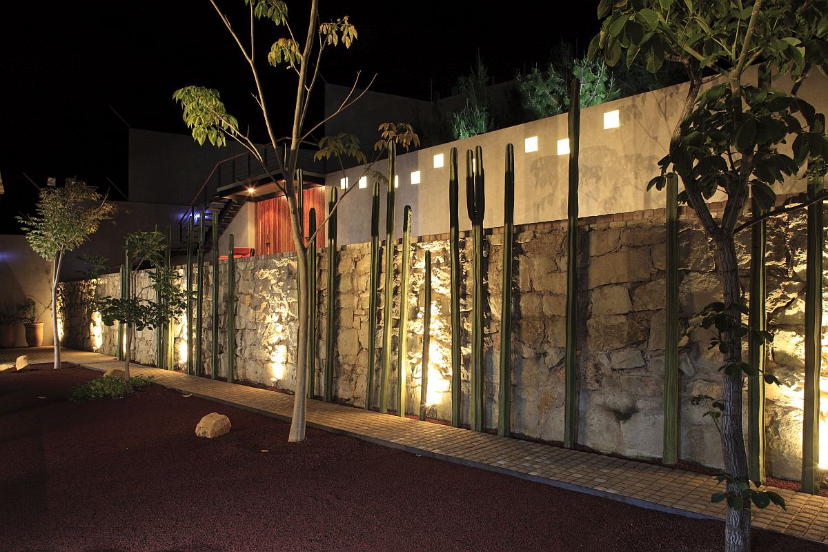 Custom lighting for both the interior and exterior of Art House in Mexico