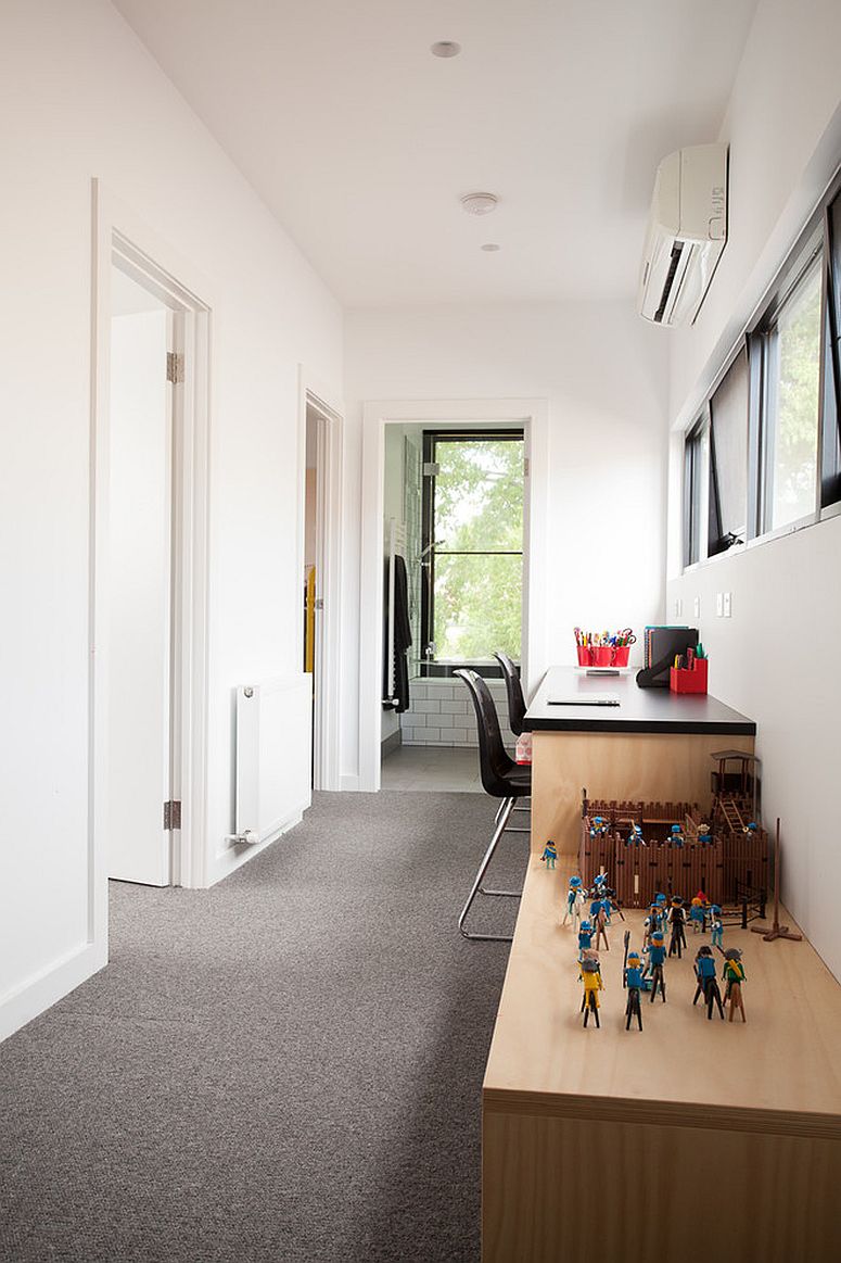 Custom desk can turn the large hallway into a lovely workspace for two