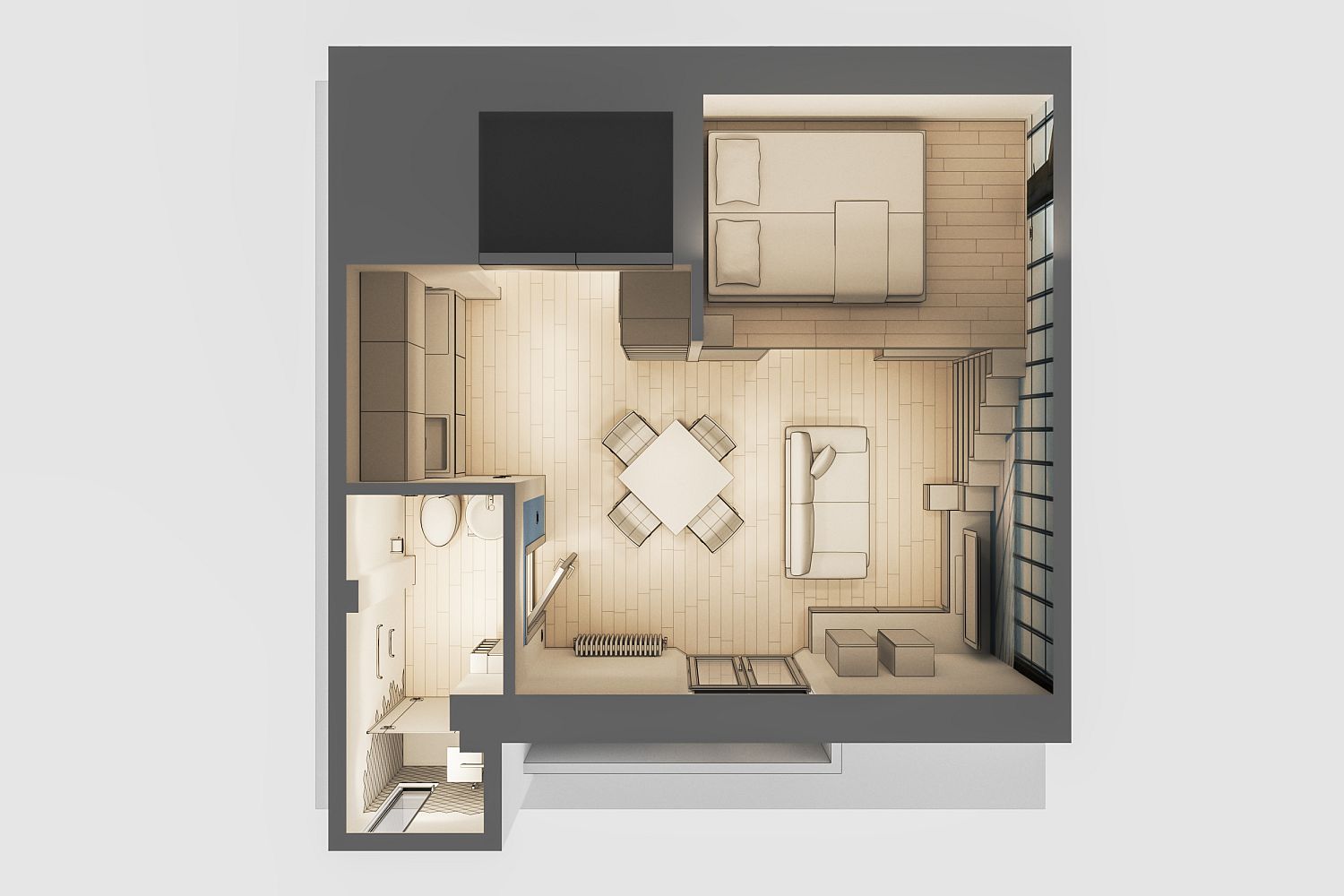 Design plan of Studio Apartment for Students in Milan