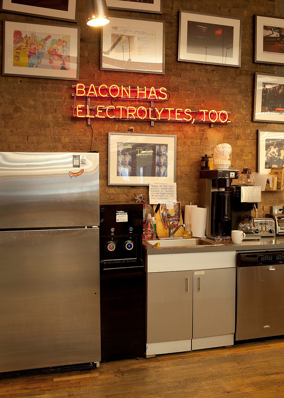 Express your food philosophy with a vintage neon sign in the kitchen