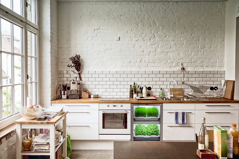 Desain Dapur Dengan kebun herbal kecil