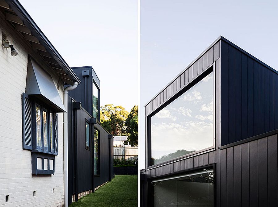 Modern extension of the home is connected with the old Californian bungalow from the 1930s